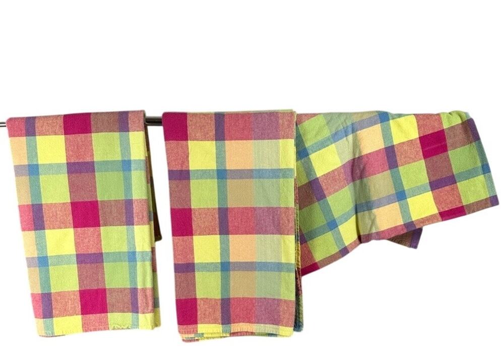 Lot 3 Plaid Tablecloths Round Rectangle Multicolor Cottage Farmhouse Table Linen